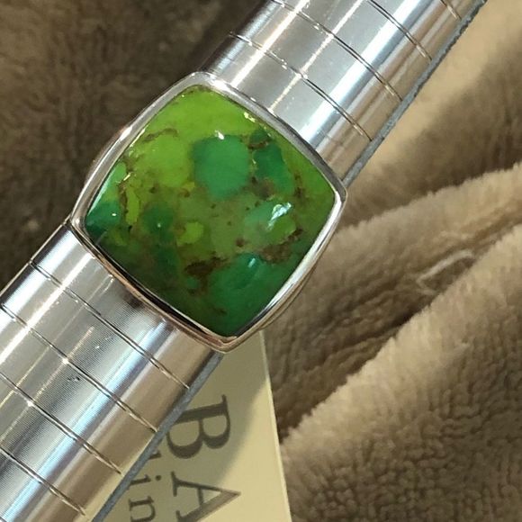 M BARSE Green Turquoise Sterling Silver Statement Ring Sz 9.5 or 10 - Picture 8 of 9